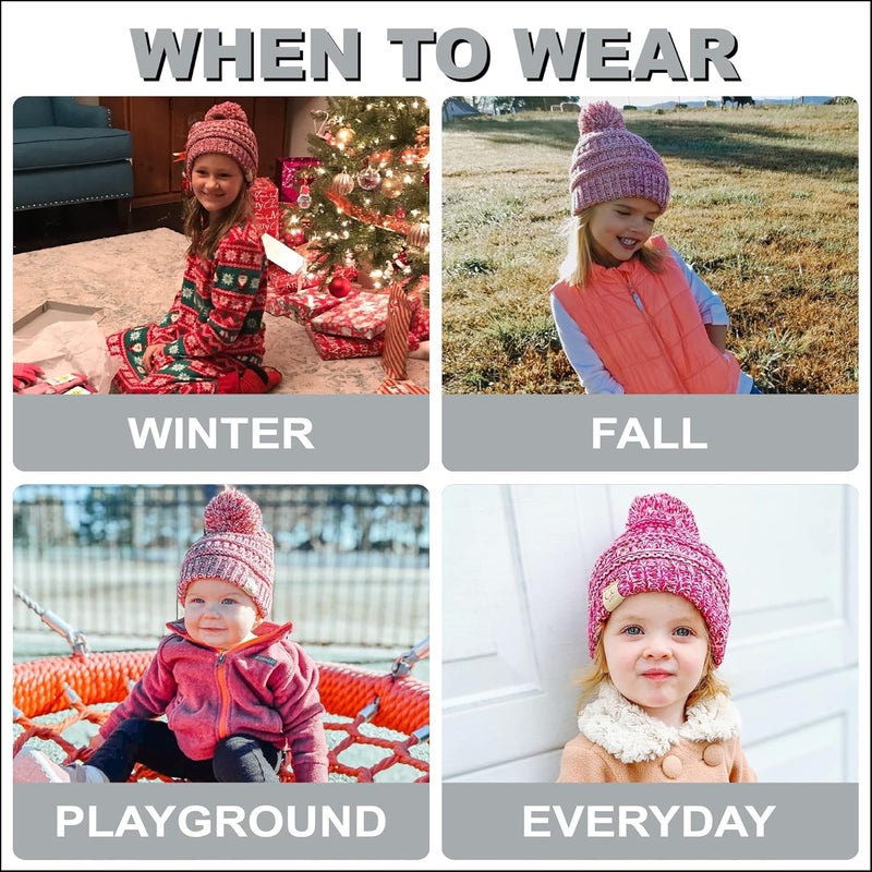 Funky Junque Toddler Pom Beanie – Kids Winter Hat for Ages 1–4, Baby Boy & Girl Knit Beanies, Warm Cozy Knit Snow Hats - Image 3